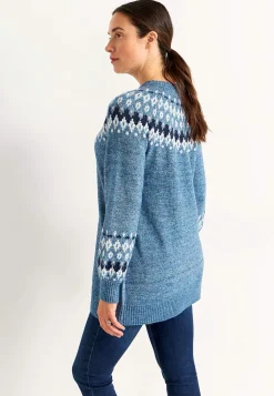 Cellbes of Sweden Stickad, jacquardmönstrad tröja Blå / Mönstrad Clearance