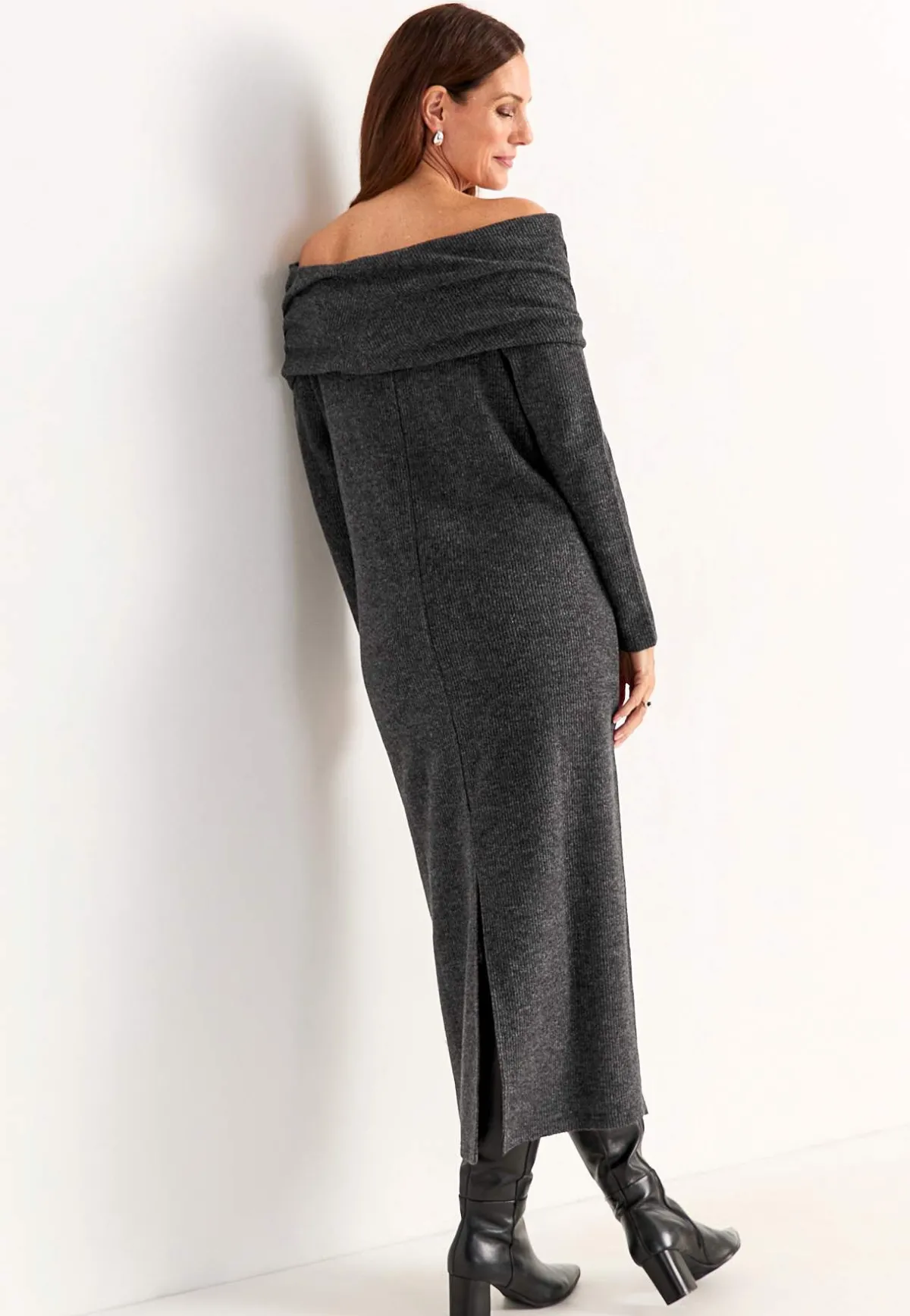 Johanna Toftby x Cellbes Stickad klänning Mörkgrå / Melange Best