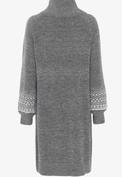 Cellbes of Sweden Stickad klänning med jacquardmönstrade ärmar Grå / Mönstrad Online