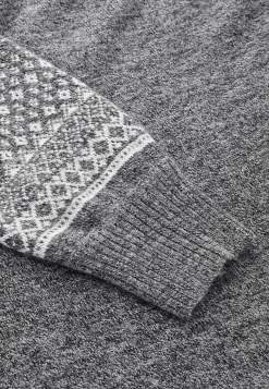 Cellbes of Sweden Stickad klänning med jacquardmönstrade ärmar Grå / Mönstrad Online