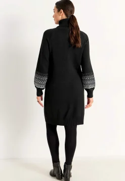 Cellbes of Sweden Stickad klänning med jacquardmönstrade ärmar Hot