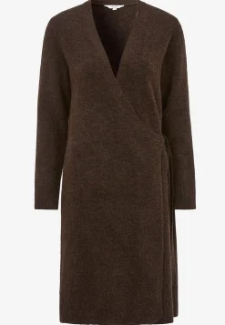 Cellbes of Sweden Stickad klänning med omlottdesign Brun / Melerad Sale