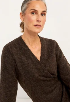 Cellbes of Sweden Stickad klänning med omlottdesign Brun / Melerad Sale