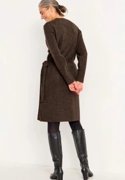 Cellbes of Sweden Stickad klänning med omlottdesign Brun / Melerad Sale