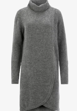 Cellbes of Sweden Stickad polotröja med omlottdetalj fram Gråmelange New