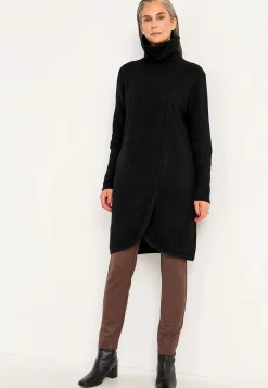 Cellbes of Sweden Stickad polotröja med omlottdetalj fram Svart Outlet