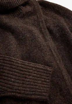 Cellbes of Sweden Stickad polotröja med omlottdetalj fram Brun / Melerad Hot