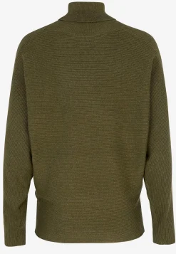 Soyaconcept Stickad polotröja med pingvinärmar Olivgrön Hot