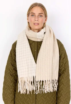 Soyaconcept Stickad scarf med fransar Beigemelange Online
