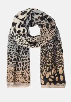 Soyaconcept Stickad scarf med franskant Svart / Mönstrad Online