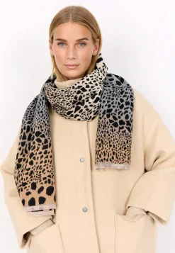 Soyaconcept Stickad scarf med franskant Svart / Mönstrad Online