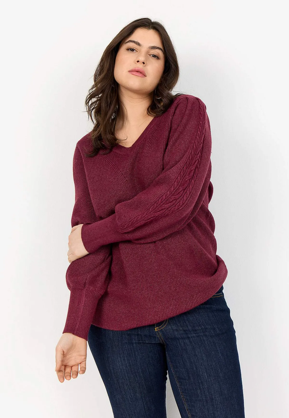 Wasabiconcept Stickad tröja Vinrödmelange Outlet