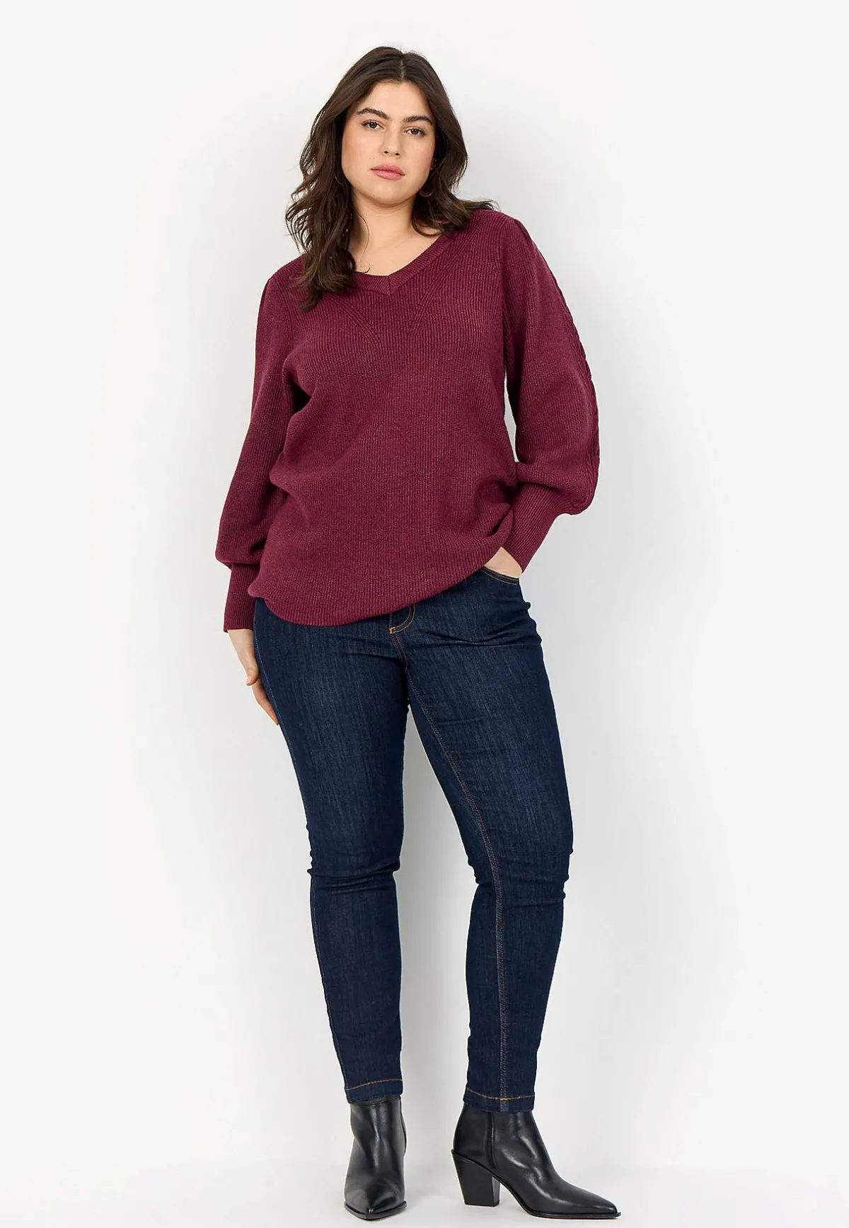 Wasabiconcept Stickad tröja Vinrödmelange Outlet