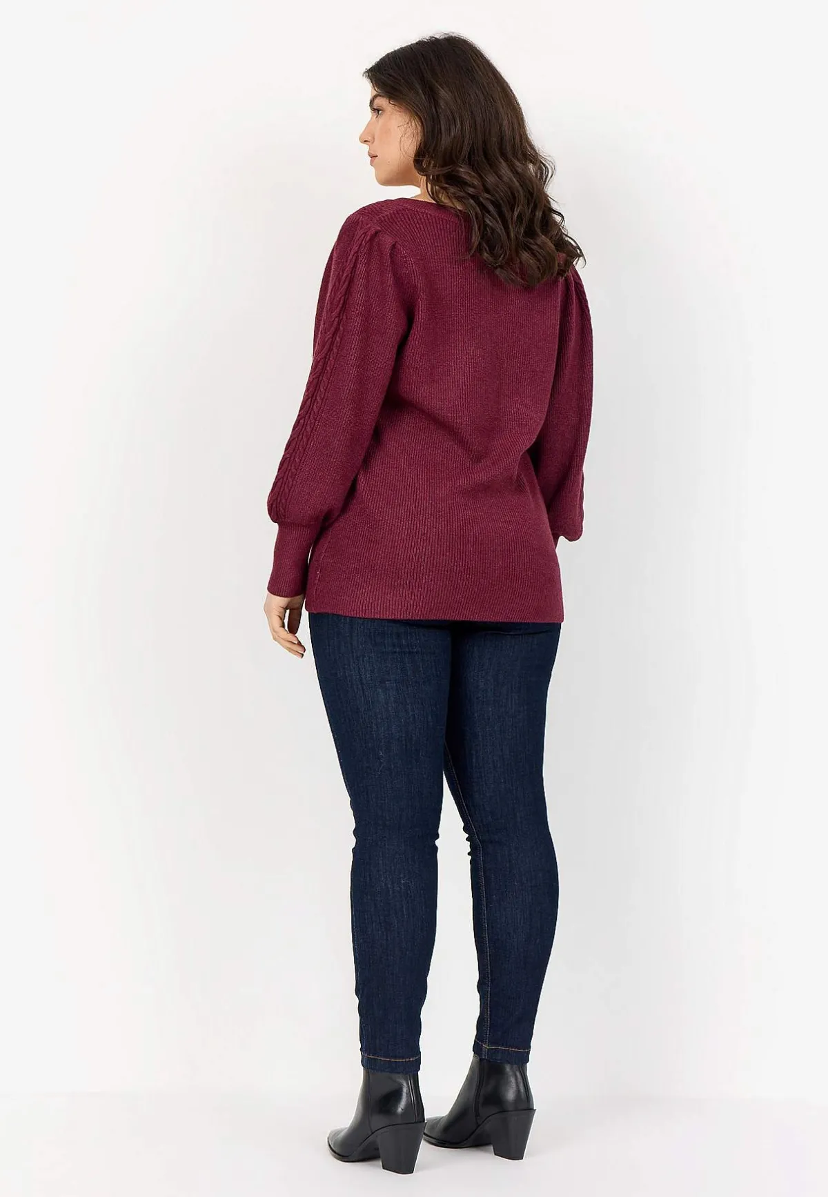 Wasabiconcept Stickad tröja Vinrödmelange Outlet