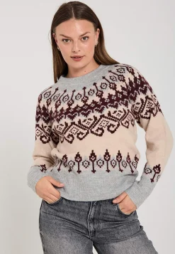 Freequent Stickad tröja med jacquardmönster New