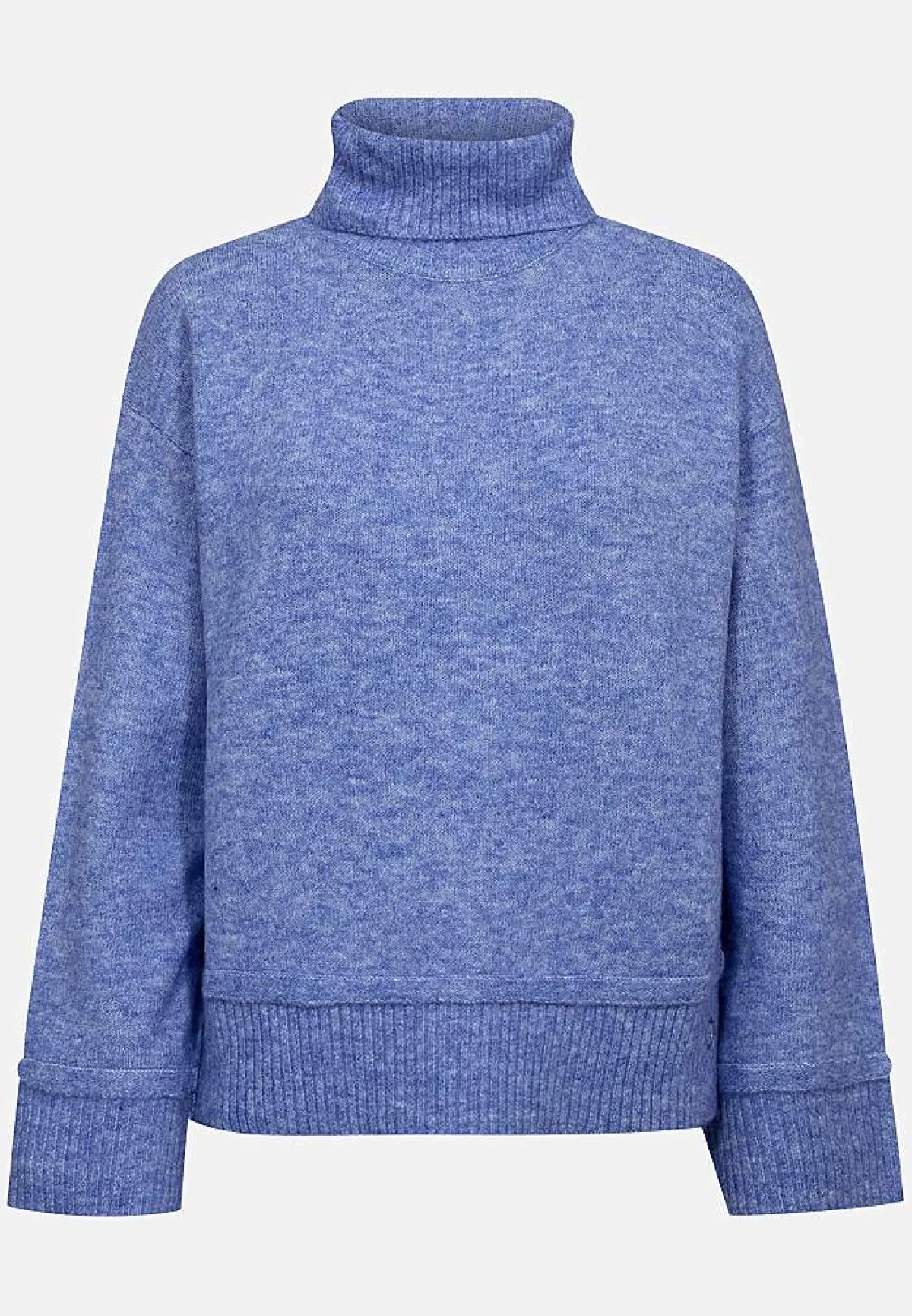 Freequent Stickad tröja med krage Grönmelange Outlet