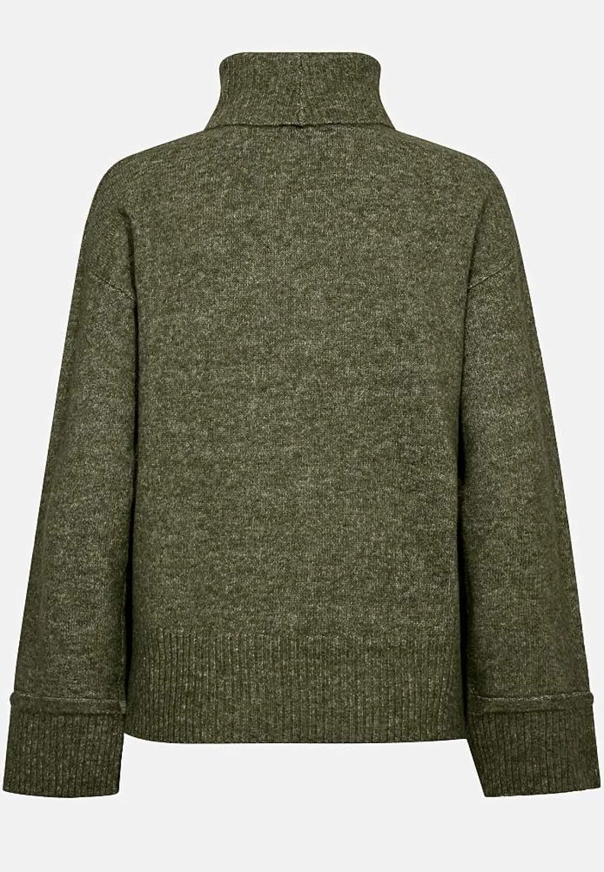 Freequent Stickad tröja med krage Grönmelange Outlet