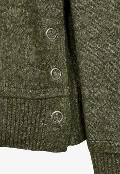 Freequent Stickad tröja med krage Blåmelange Outlet