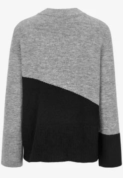 Cellbes of Sweden Stickad tröja med rundhals Grå / Svart Clearance