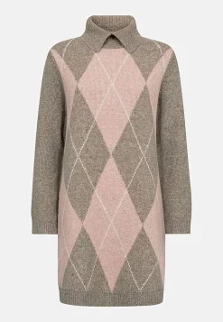 Freequent Stickad tunika med krage Beige / Rosa / Mönstrad Online