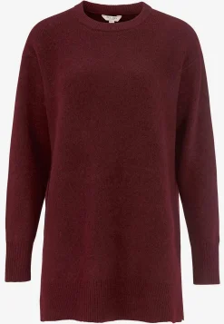 Cellbes of Sweden Stickad tunika med slitsar Vinrödmelange Outlet