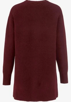 Cellbes of Sweden Stickad tunika med slitsar Vinrödmelange Outlet