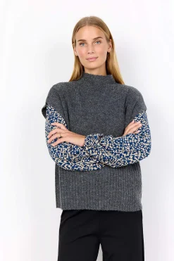 Soyaconcept Stickad väst med halvpolo Online