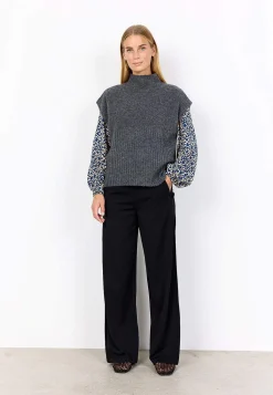 Soyaconcept Stickad väst med halvpolo Online