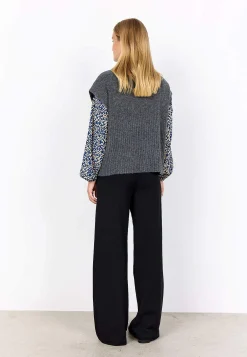 Soyaconcept Stickad väst med halvpolo Online