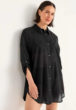 Cellbes of Sweden Strandskjorta med uppvikbara ärmar Svart Best