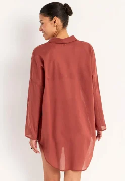 Cellbes of Sweden Strandskjorta med uppvikbara ärmar Rost Sale