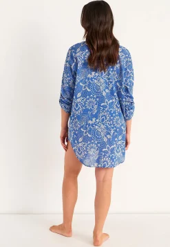 Cellbes of Sweden Strandskjorta med uppvikbara ärmar Blå / Mönstrad Clearance