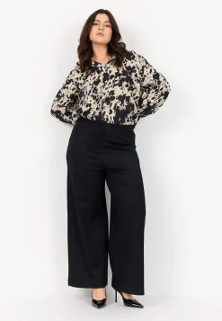 Wasabiconcept Stretchig, elegant byxa med vida ben Discount