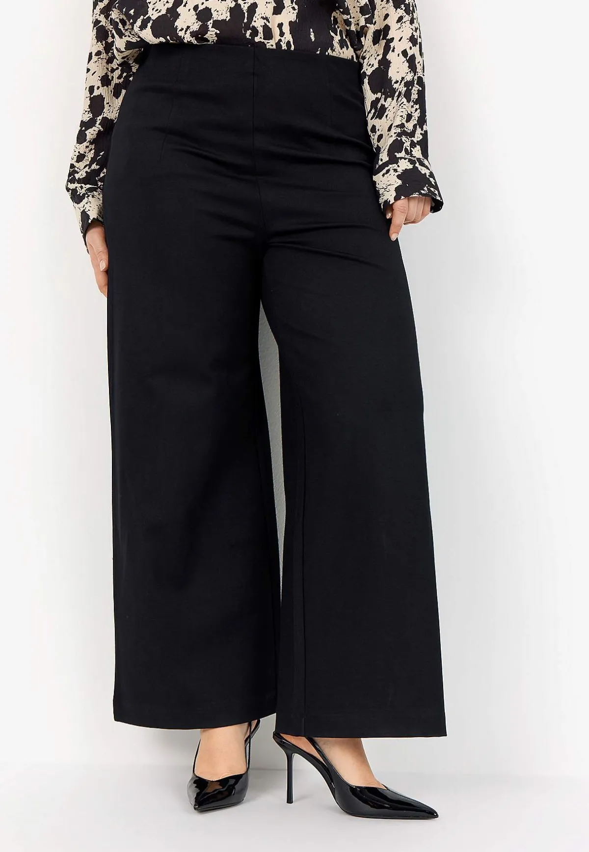 Wasabiconcept Stretchig, elegant byxa med vida ben Discount