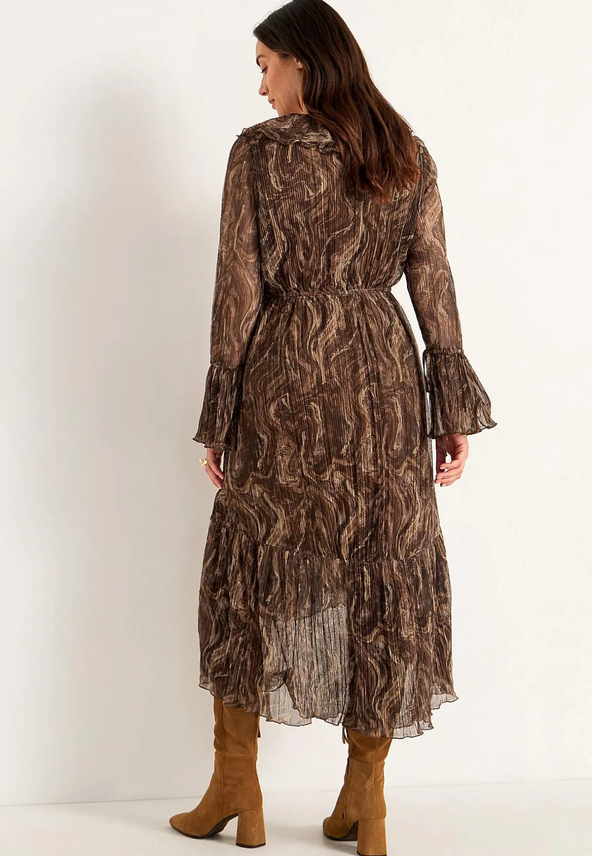 Johanna Toftby x Cellbes Stretchig festklänning Brun / Mönstrad New