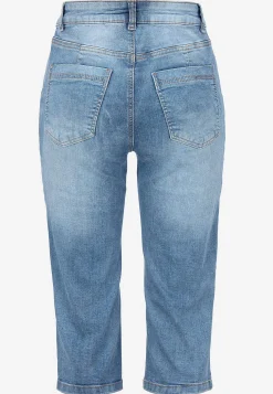 Cellbes of Sweden Stretchiga caprijeans med sytt pressveck Mellanblå / Denim Online