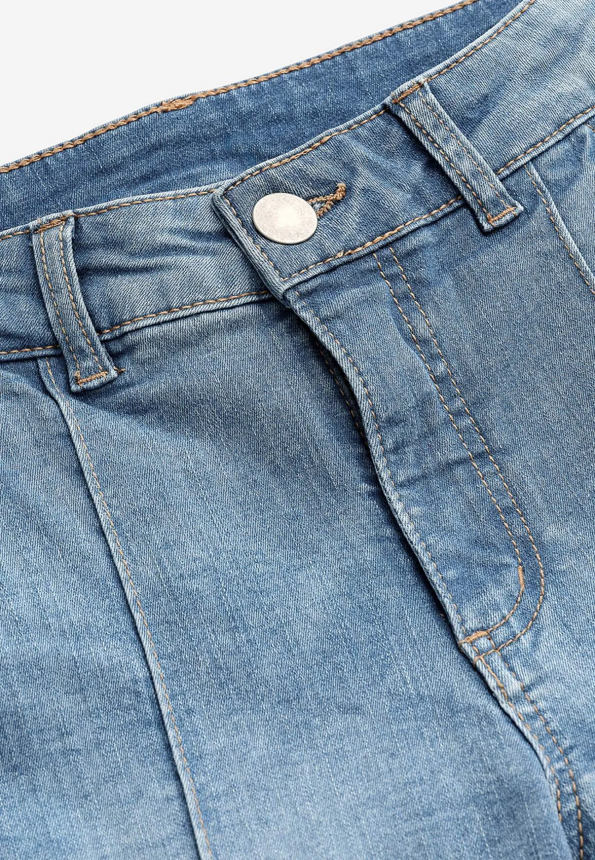 Cellbes of Sweden Stretchiga caprijeans med sytt pressveck Mellanblå / Denim Online