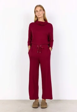 Soyaconcept Supermjuk, bekväm trikåbyxa Vinröd Sale