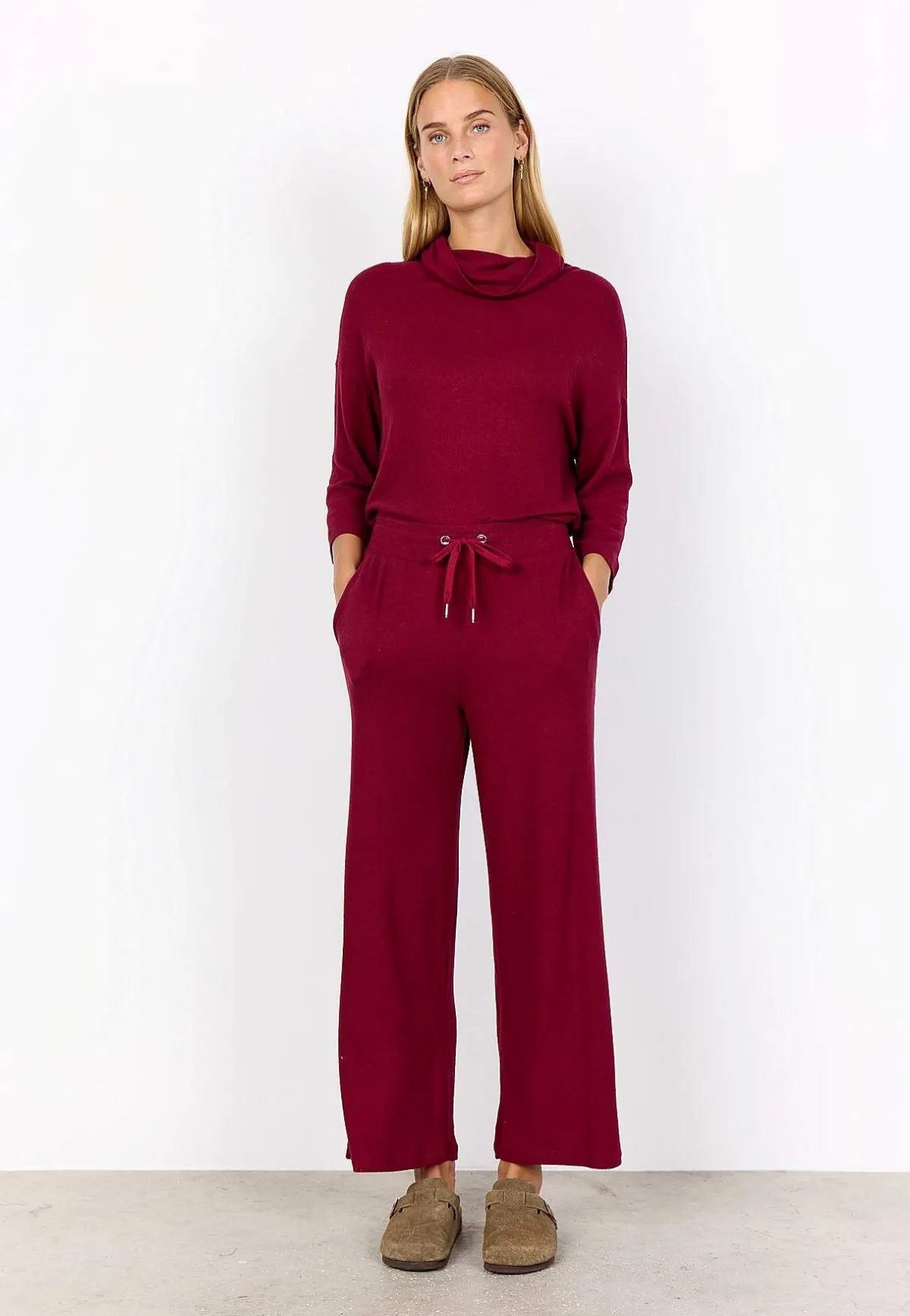 Soyaconcept Supermjuk, bekväm trikåbyxa Olivgrönmelange Sale