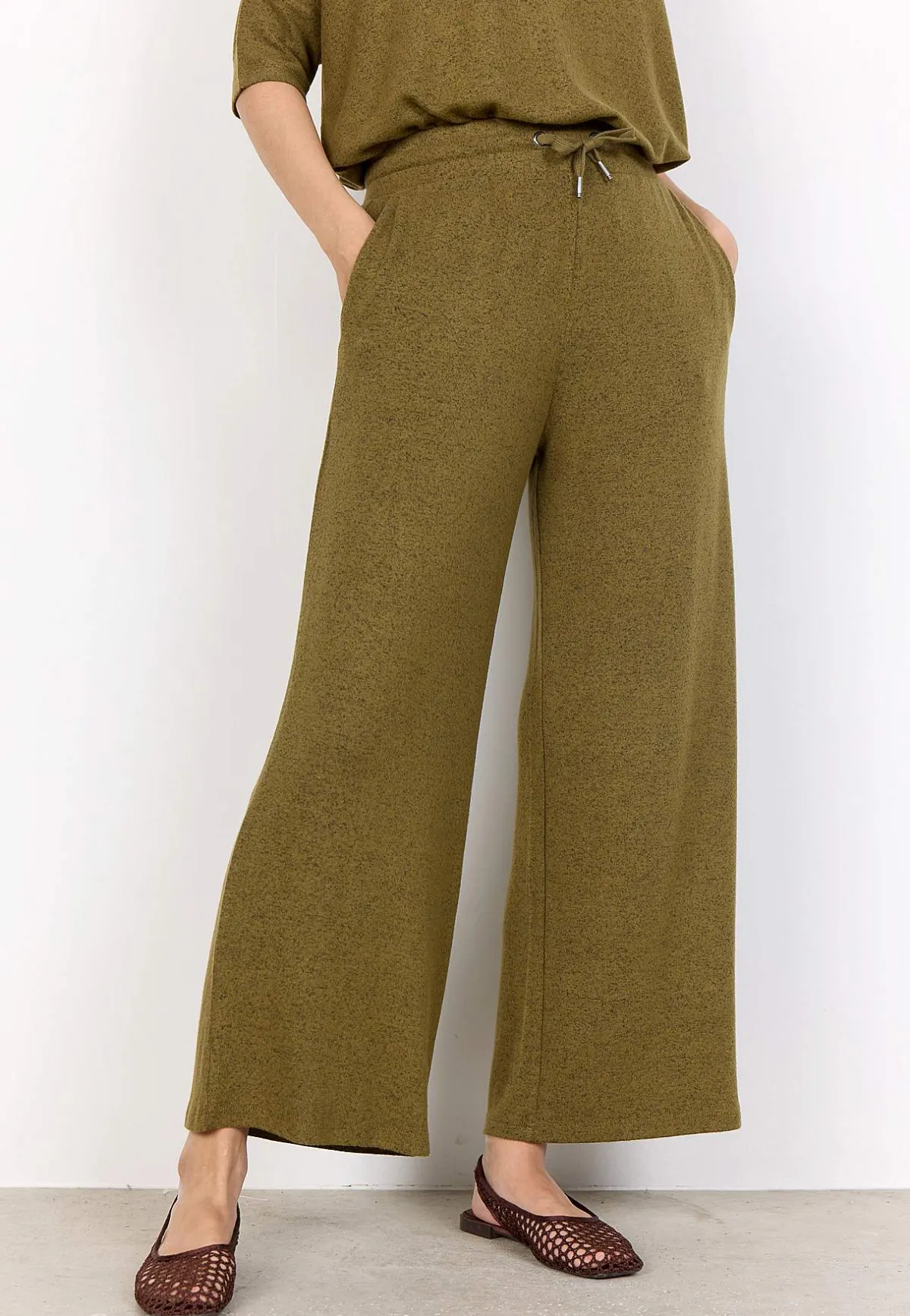 Soyaconcept Supermjuk, bekväm trikåbyxa Olivgrönmelange Sale