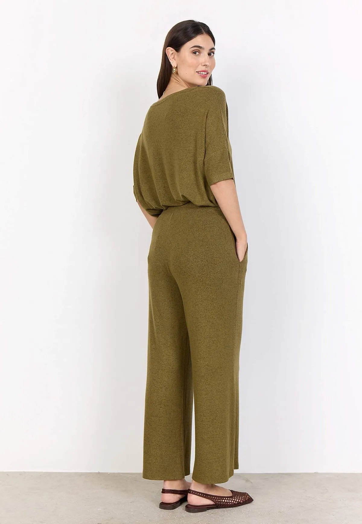 Soyaconcept Supermjuk, bekväm trikåbyxa Olivgrönmelange Sale