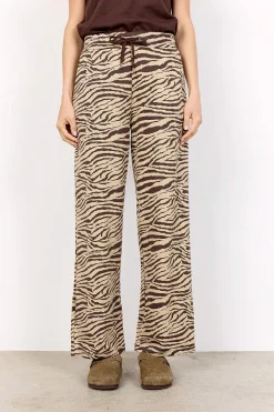 Soyaconcept Supermjuk trikåbyxa med zebramönster Brun / Mönstrad Outlet