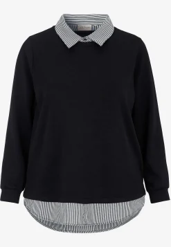 Wasabiconcept Supermjuk trikåtopp med fastsydd skjortkrage Vinröd / Randig Best