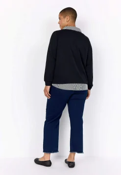 Wasabiconcept Supermjuk trikåtopp med fastsydd skjortkrage Vinröd / Randig Best