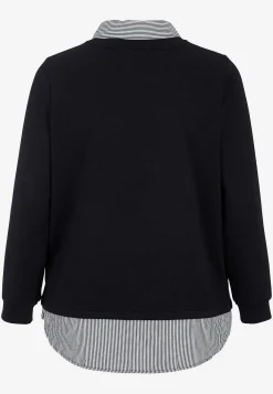 Wasabiconcept Supermjuk trikåtopp med fastsydd skjortkrage Vinröd / Randig Best