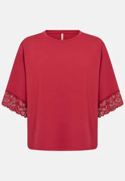 Soyaconcept Supermjuk trikåtopp med spets Röd Discount