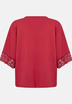 Soyaconcept Supermjuk trikåtopp med spets Röd Discount