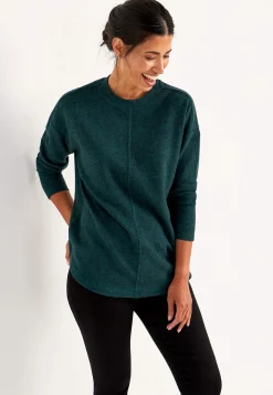 Cellbes of Sweden Supermjuk tröja med dekorativ mittsöm Beata Khakigrönmelange Discount