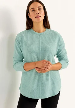 Cellbes of Sweden Supermjuk tröja med dekorativ mittsöm Beata Khakigrönmelange Discount