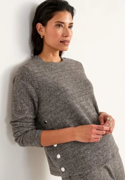 Cellbes of Sweden Supermjuk tröja med knappar Nougat / Melerad Outlet